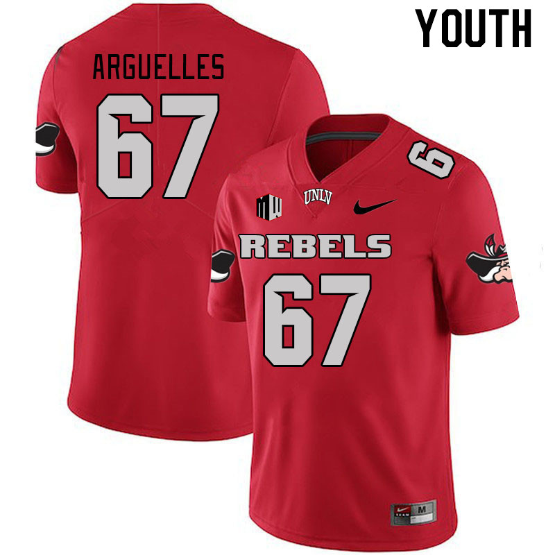 Youth #67 Nathan Arguelles UNLV Rebels 2023 College Football Jerseys Stitched-Scarlet